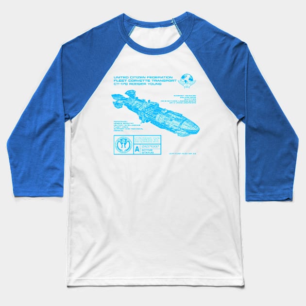 Rodger Young CT-176 Schematic Baseball T-Shirt by PopCultureShirts